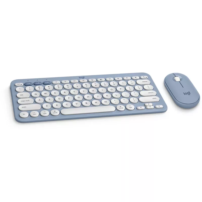 Logitech - Pebble 2 Combo for Mac Slim Bluetooth Keyboard and Mouse, Tonal Blue