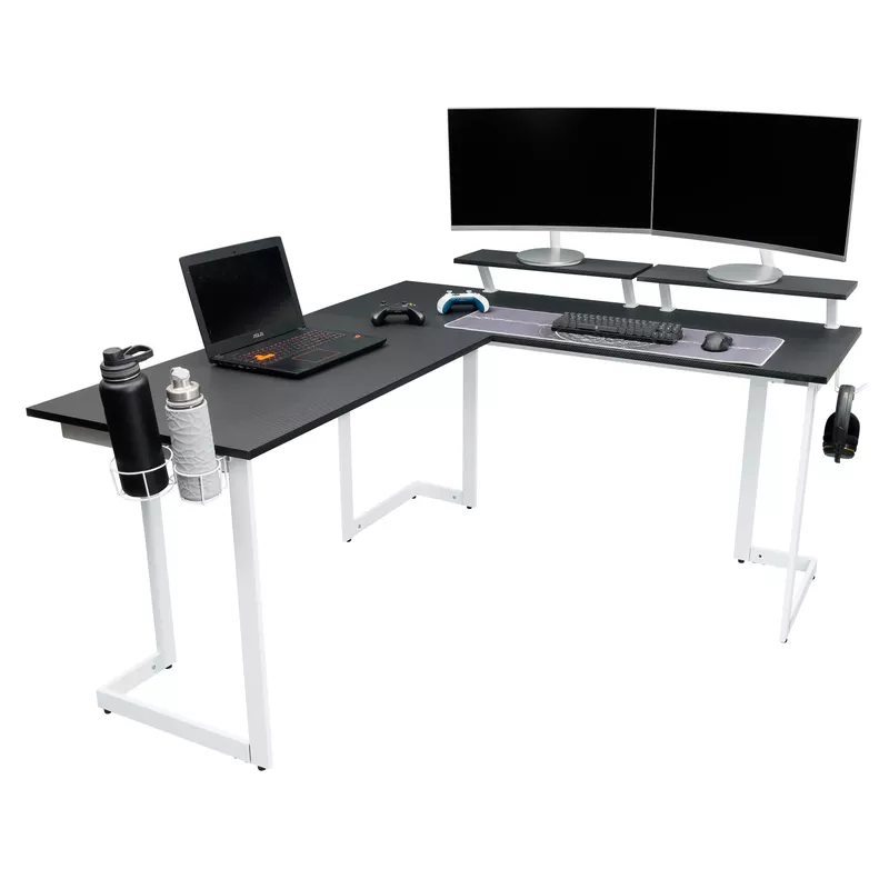 Warrior L-Shaped Gaming Desk, White