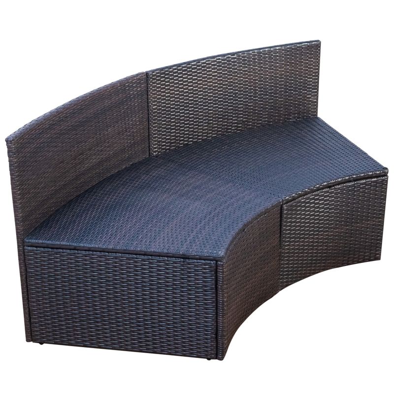 Outdoor Half-Moon Sectional Furniture Wicker Sofa Set - Blue