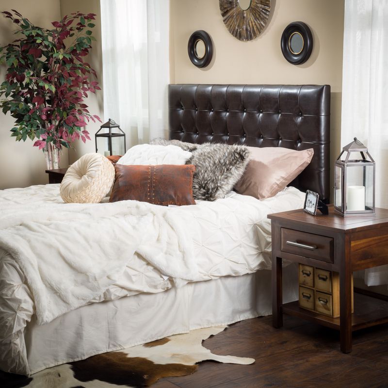 Austin Adjustable King/California King Tufted Bonded Leather Headboard by Christopher Knight Home - King/California-King - Brown Bonded...
