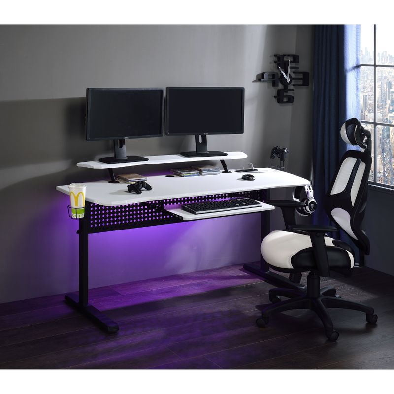Computer Gaming L-Shaped Desk - Black