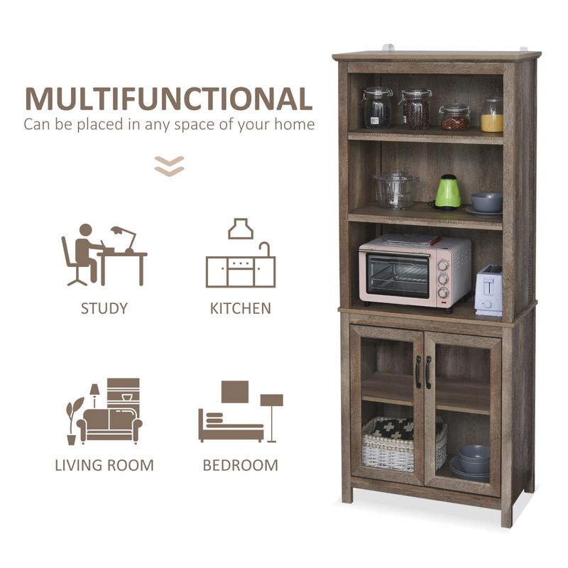 HOMCOM Multifunctional Storage Cabinet Bookcase with Adjustable Shelves Display Rack for Study, Kitchen, Living Room, Nature - Antique...