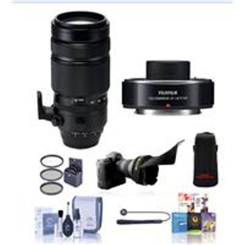 Fujifilm XF 100-400mm F4.5-5.6 R LM OIS WR Lens - Bundle with Fujifilm XF1.4X TC WR, 77mm filter kit, Flex Lens Shade, Cleaning Kit,...