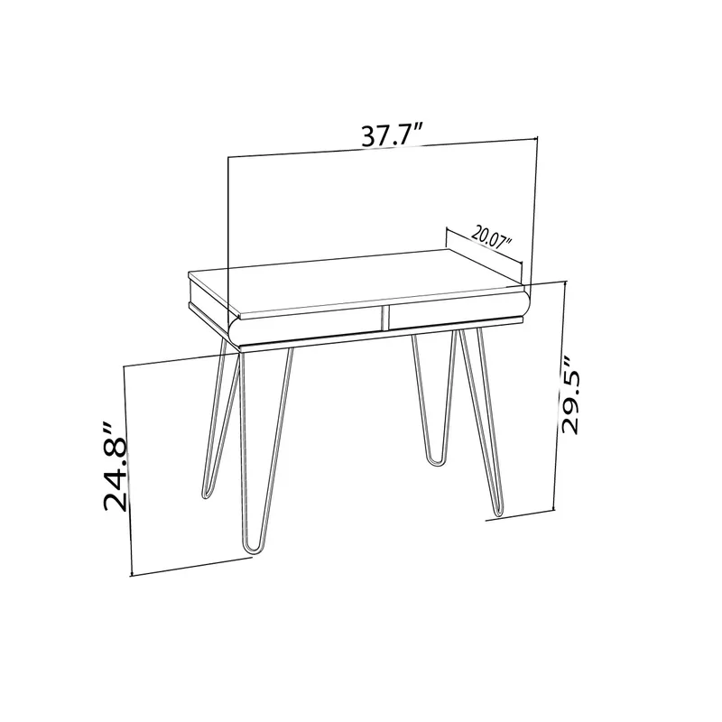 2-Drawers Wood Study Desk Metal Legs Study Desk - Oak Veneer