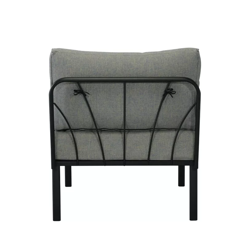 ACME Rajni Patio-Armless Chair, Gray Fabric & Black Finish