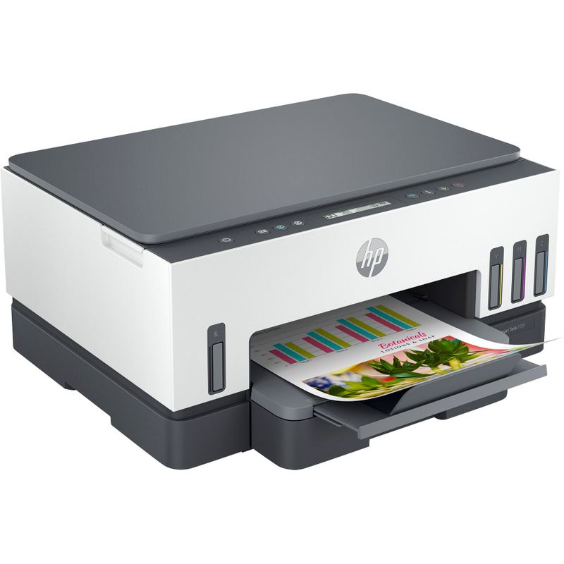 Angle Zoom. HP - Smart Tank 7001 Wireless All-In-One Supertank Inkjet Printer with up to 2 Years of Ink Included - White & Slate