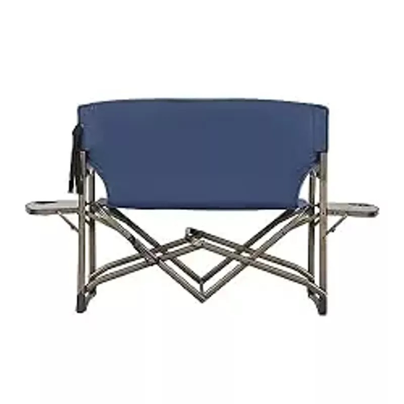 TIMBER RIDGE Folding Camping Chair with Foldable Side Tables and Cup Holders Heavy Duty Supports 600 lbs for Outdoor, Lawn, Picnic, Fishing, Blue (38" Wide)