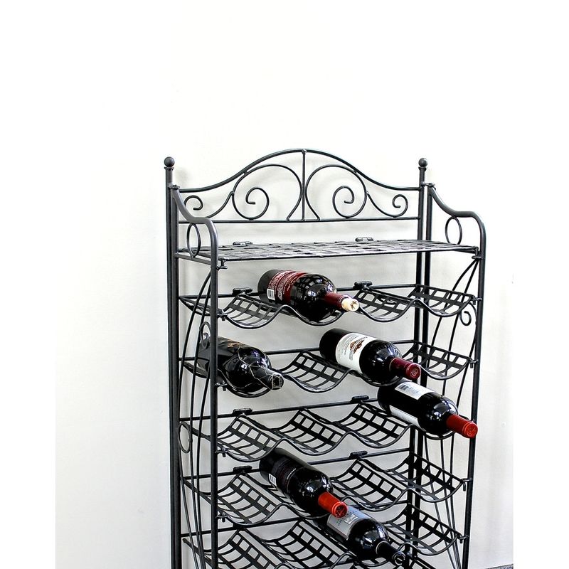 International Caravan Iron 24-bottle Wine Rack with Shelf - Verdi Gris