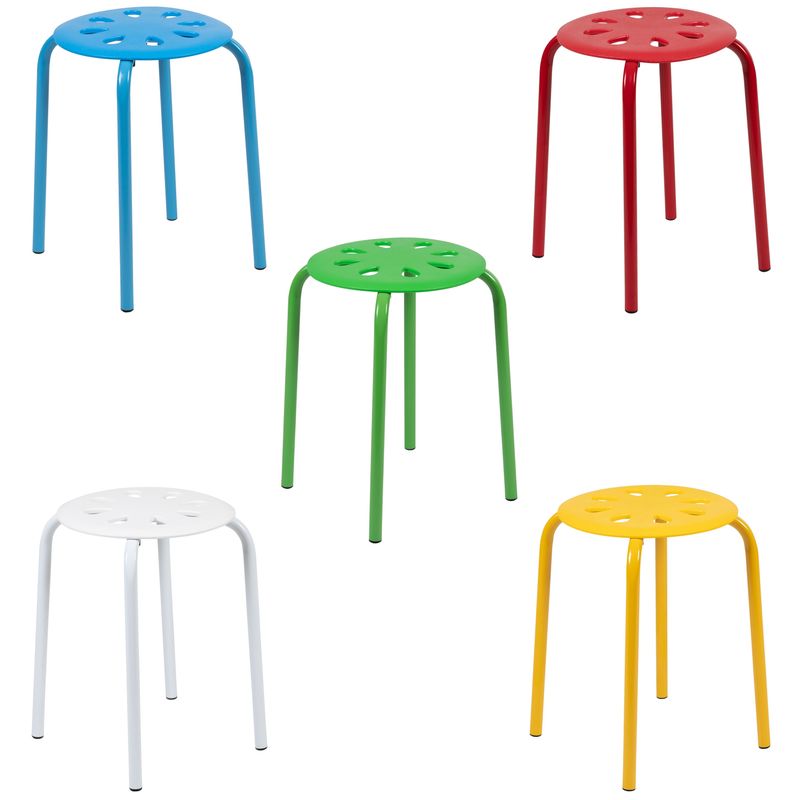 Plastic Nesting Stack Stools - School/Office/Home, 17.5"Height (5 Pack) - Assorted