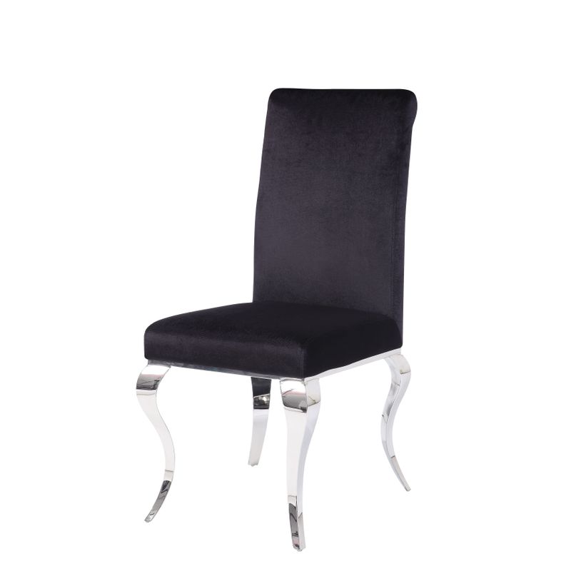 ACME Fabiola Side Chair (Set of 2) in Fabric and Stainless Steel