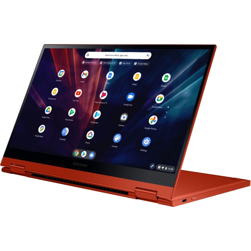 Alt View Zoom 14. Samsung - Galaxy Chromebook 2 - 13.3" QLED Touch-Screen - Intel® Core™ i3 - 8GB Memory - 128GB eMMC - Fiesta Red