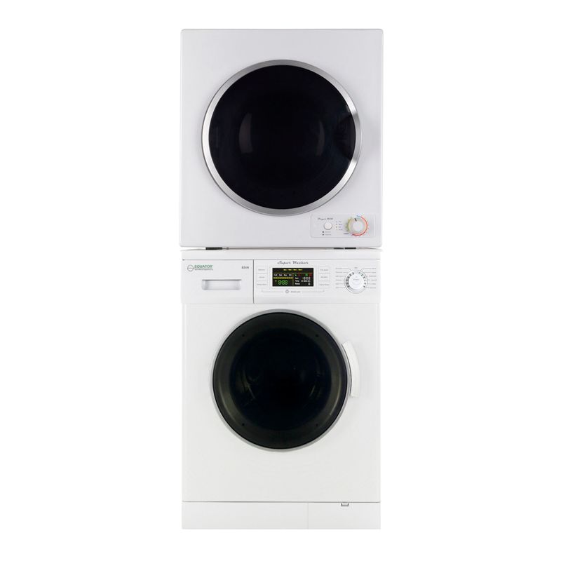 Stackable Set of New Version Compact Front Load Washer and Short Dryer - White