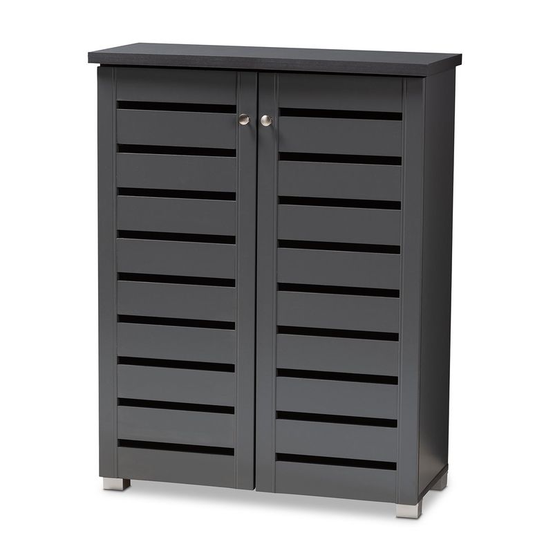 Contemporary Shoe Storage Cabinet - Dark Gray - No Drawers