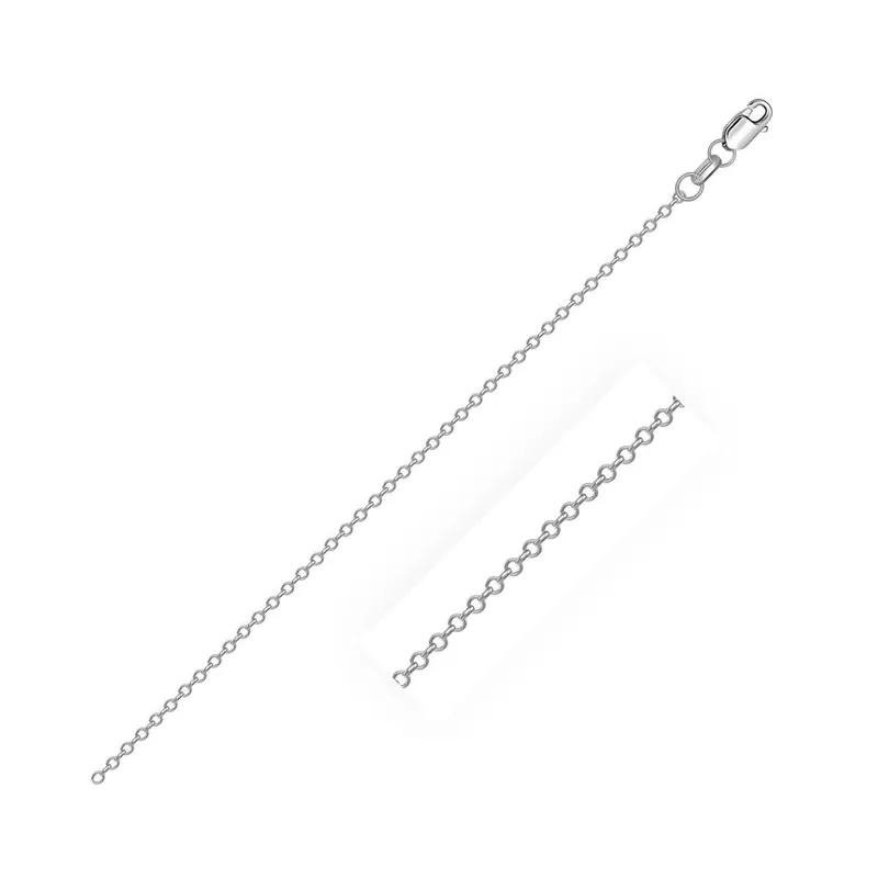 Sterling Silver Rhodium Plated Cable Chain 0.8mm (20 Inch)