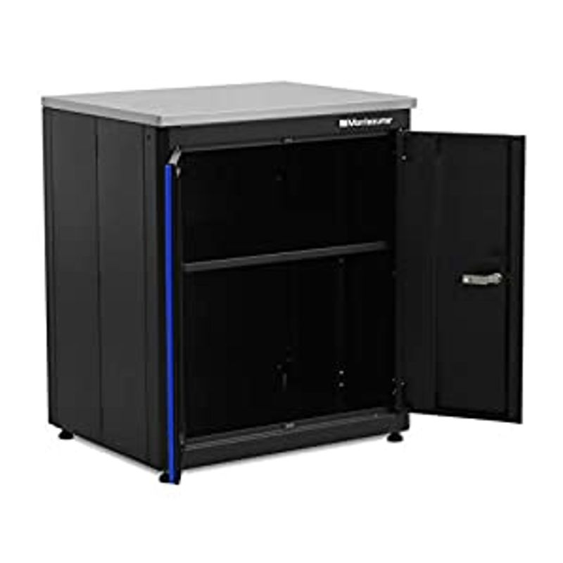 Montezuma Garage Tool Storage System - 30.5 x 24" Locking 2 Door Workbench with Magnetic Latches & Stainless Steel Worktop - BKMG30242BC