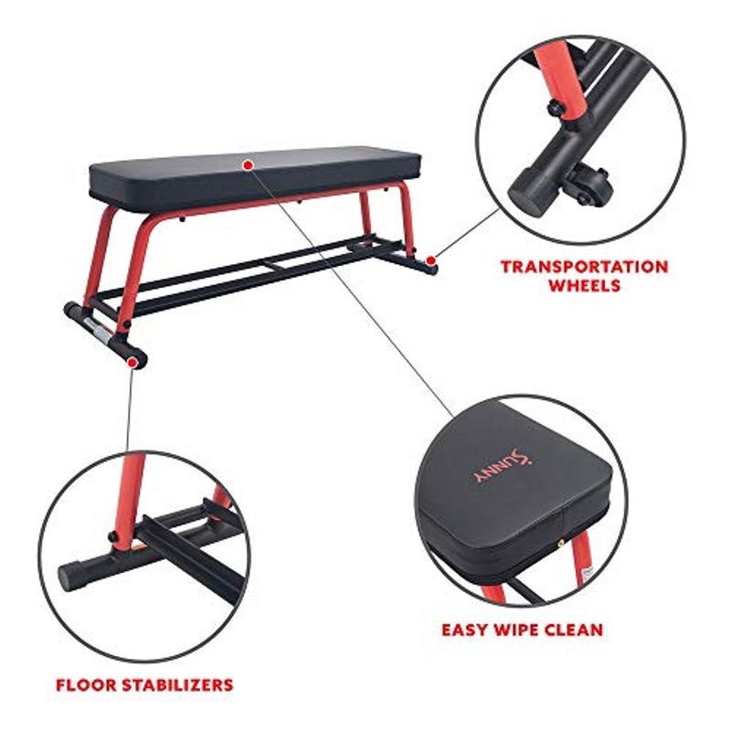Sunny Health & Fitness Power Zone Strength Flat Bench - SF-BH6996