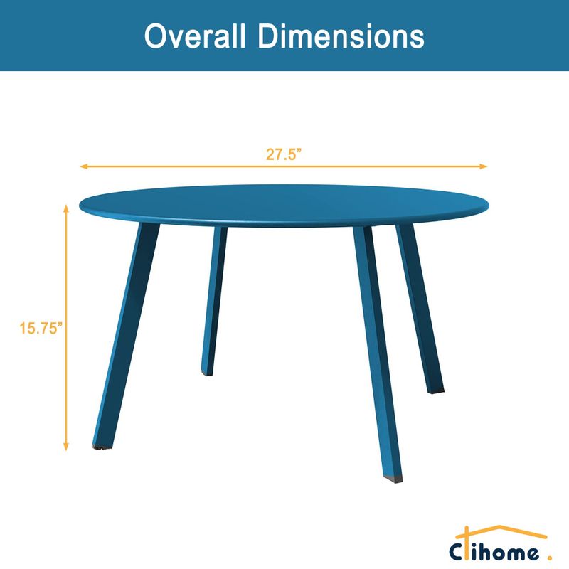 Clihome Weather Resistant Round Steel Patio Large Coffee Table - Yellow