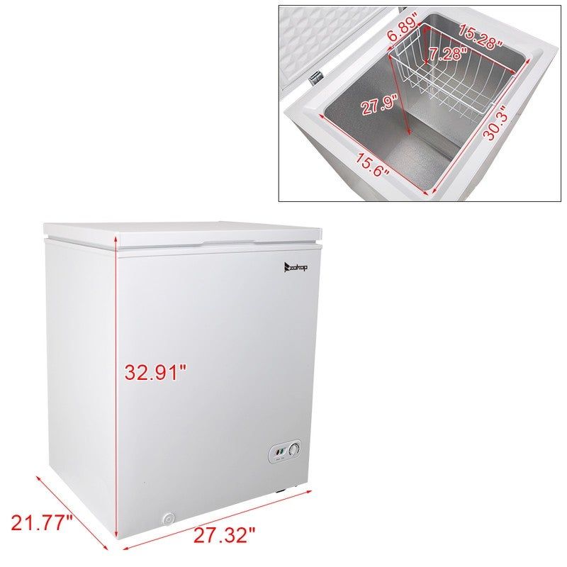 3.5/5.0 Cu.ft Single Door Chest freezer, White - 5.0 Cu.ft