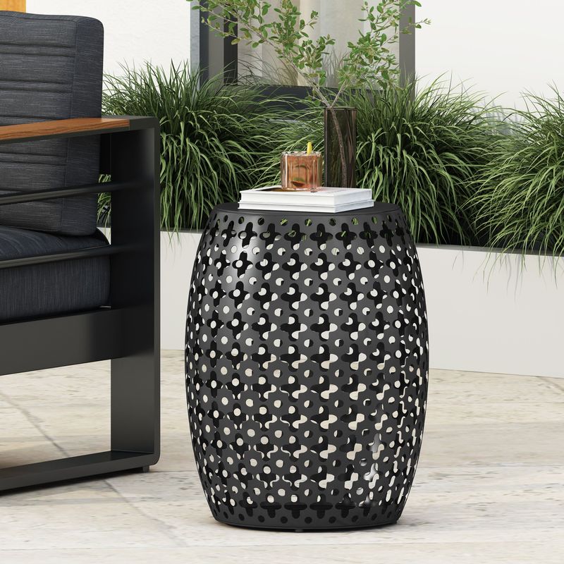 Colcord Outdoor  Outdoor Metal Side Table by Christopher Knight Home - Black