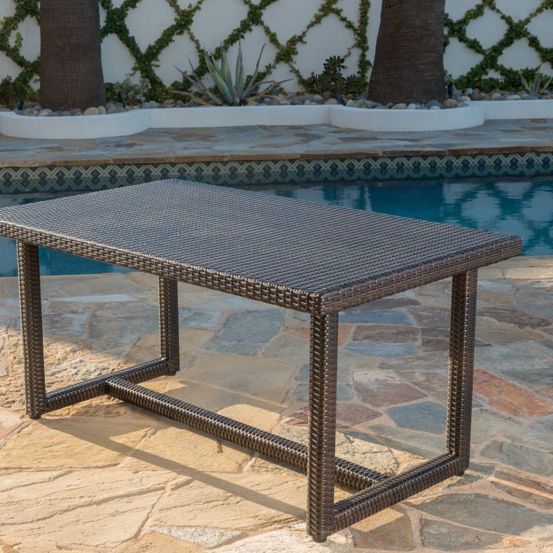 Santa Rosa Outdoor 59-inch Rectangle Wicker Dining Table by Christopher Knight Home - Multi Brown