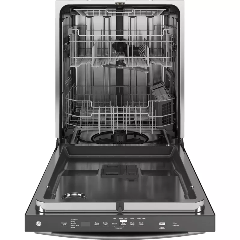 GE - 24"Top Control Fingerprint Resistant Dishwasher with Stainless Steel Interior Dishwasher with Sanitize Cycle - Stainless Steel