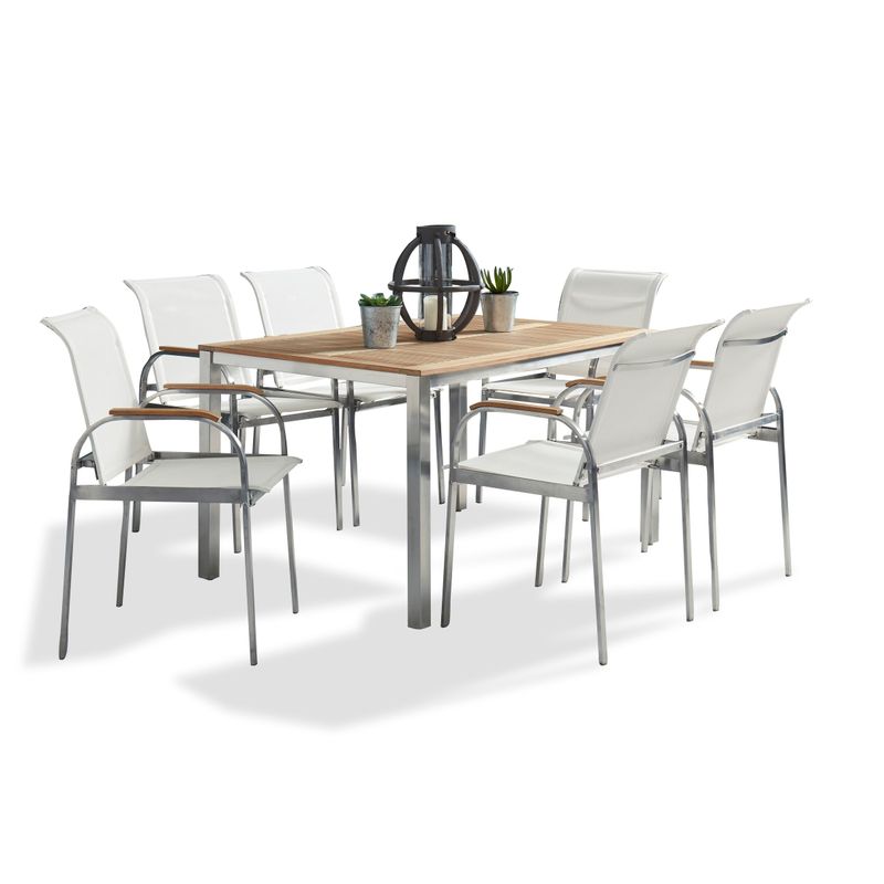 Aruba 7 Piece Outdoor Dining Set by homestyles - Stainless Steel - 7-Piece Sets