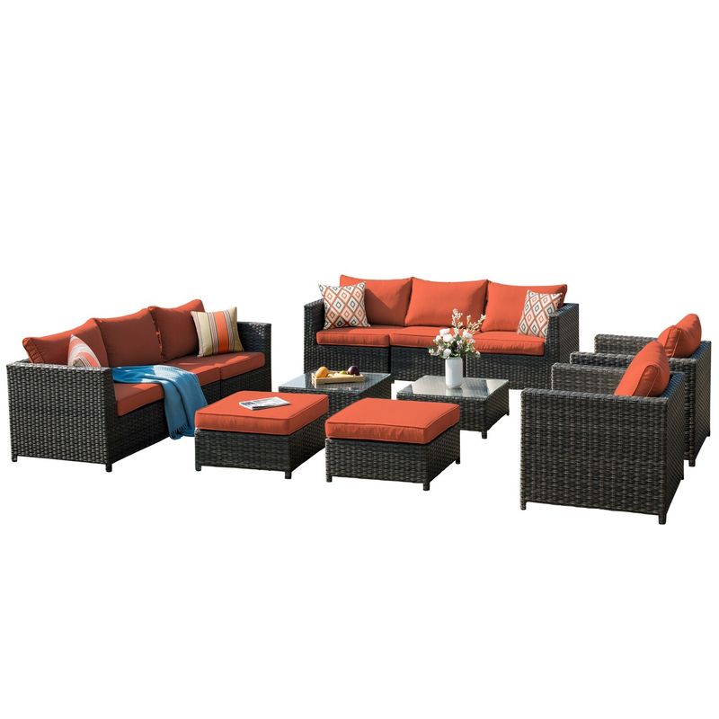 Rent to own OVIOS Patio Furniture Deep Seat Wicker 12piece Set with