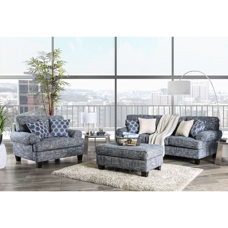 Furniture of America Francisco Blue Grey Ottoman - Grey