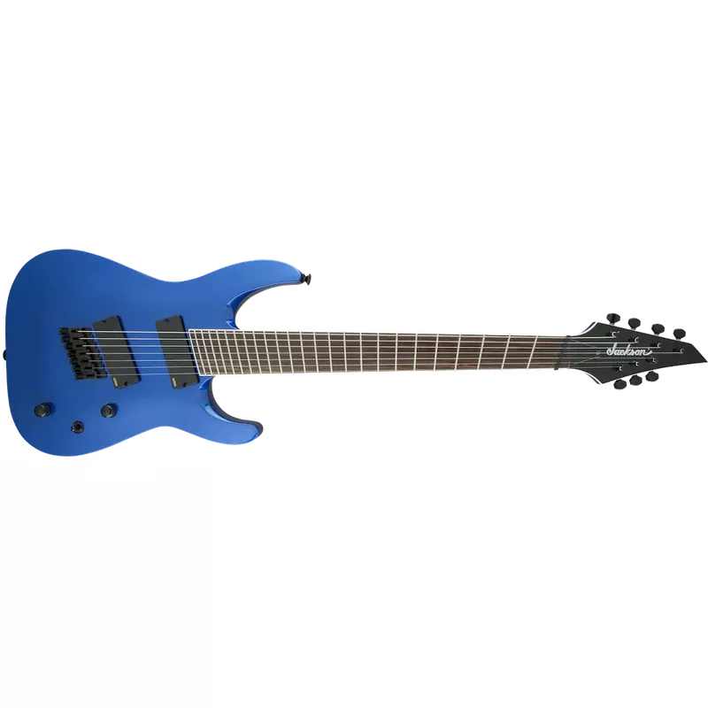Jackson X Series Soloist Arch Top SLAT7 MS Electric Guitar. Laurel FB, Multi-Scale, Metallic Blue