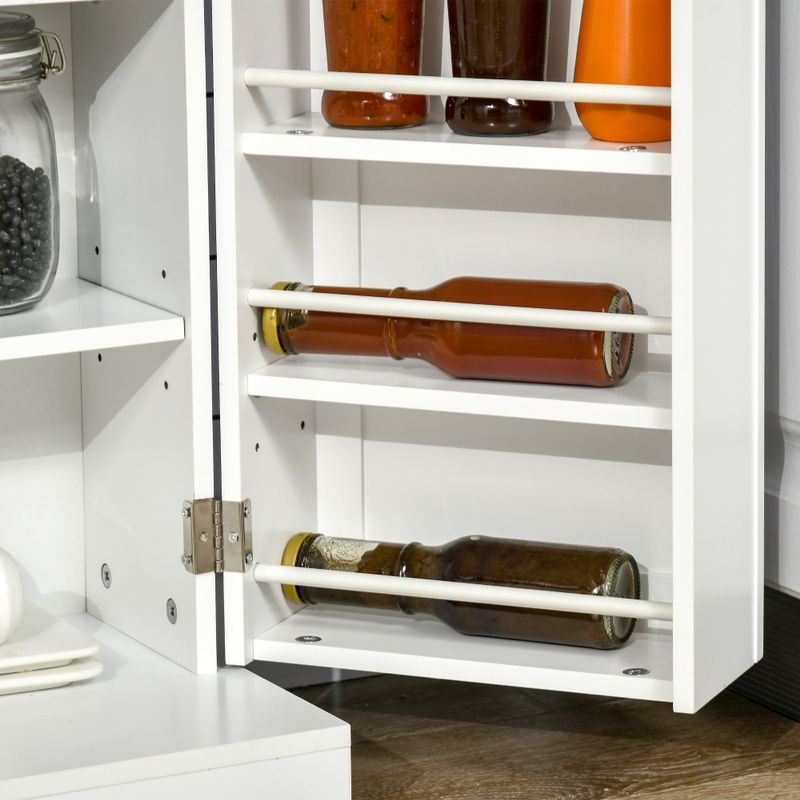 HOMCOM 41" Farmhouse Kitchen Pantry, Freestanding 2 Door Storage Cabinet with Adjustable Shelves - Silver