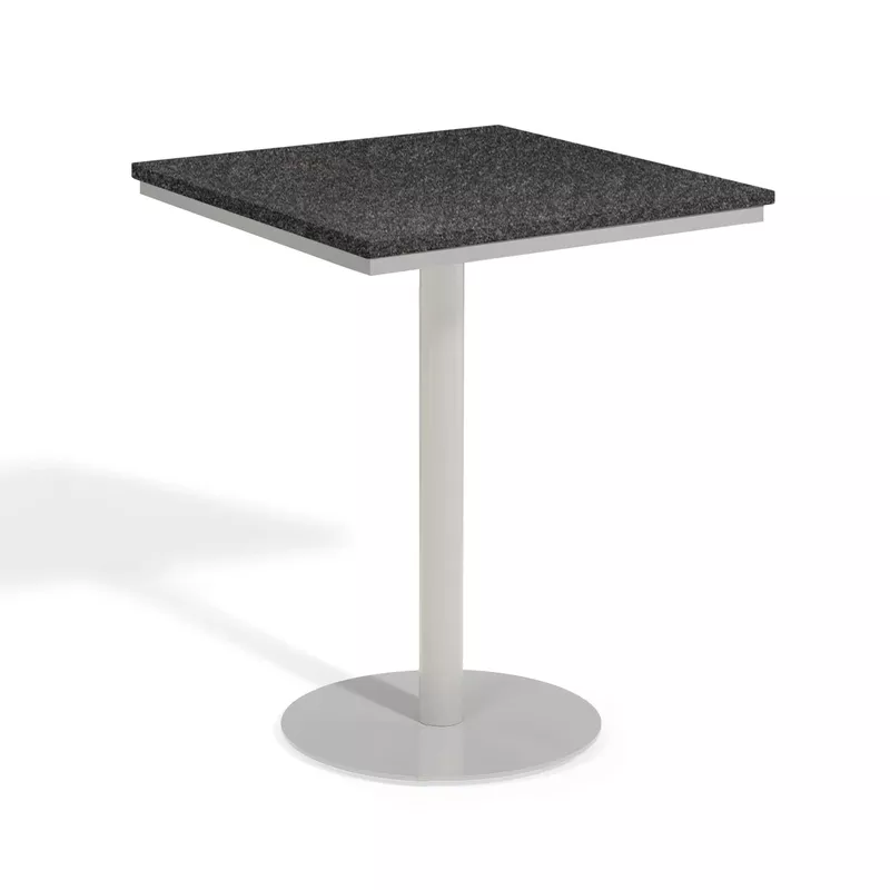 Oxford Garden Travira 32-inch Square Lite-Core Granite Charcoal Bar Table with Powder Coated Steel Frame - Black