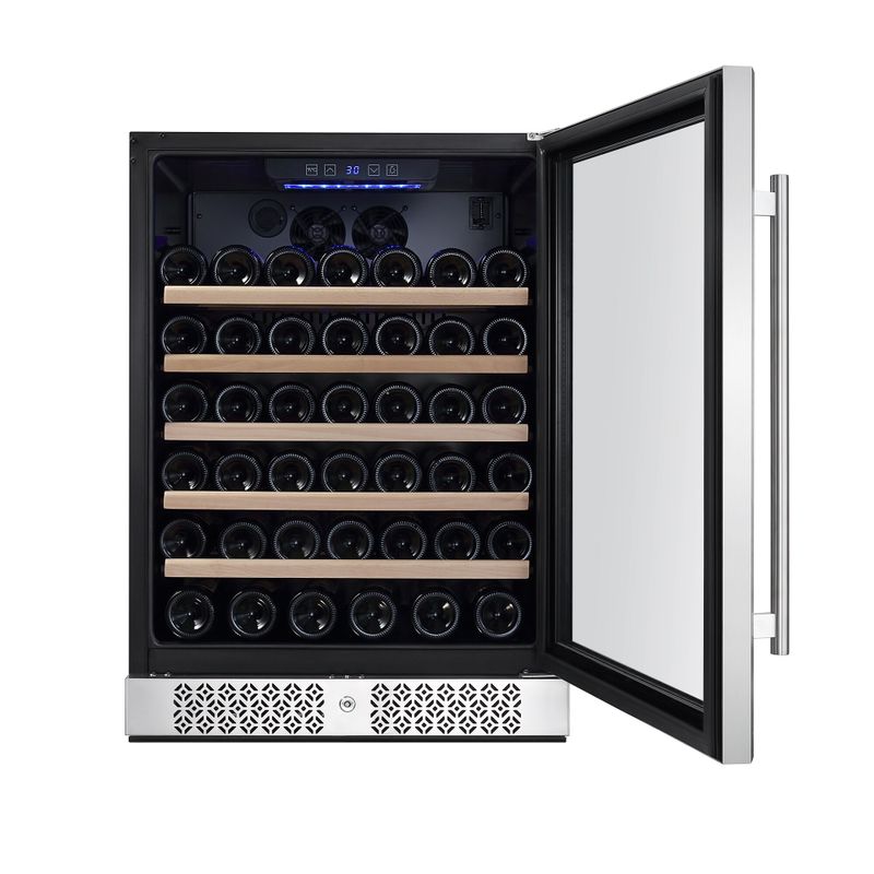 24 in. Single Zone 52-Bottle Built-In and Freestanding Wine Cooler in Stainless Steel - Stainless Steel