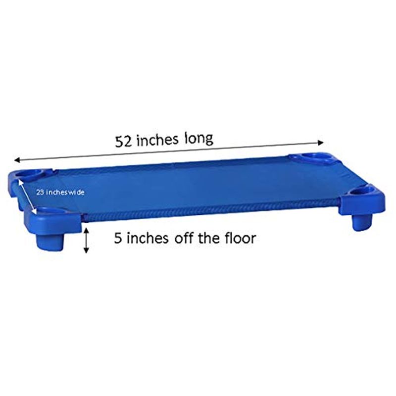 Sprogs Heavy Duty Childrens Standard 52"L Stackable Daycare Cots for Preschool Kids Sleeping, Resting, and Naptime, SPG-021-5, Blue...