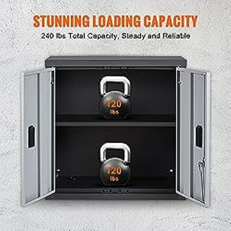 VEVOR Metal Garage Locker Mounted 26" Small Tool Chest 240 LBS Loading Capacity Adjustable Shelf Magnetic Door File for Warehouse Office...