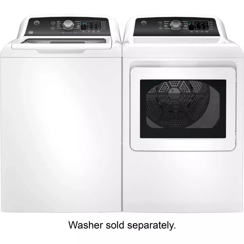 GE - 7.4 Cu. Ft. Front Load Electric  Dryer with Sensor Dry - White on White