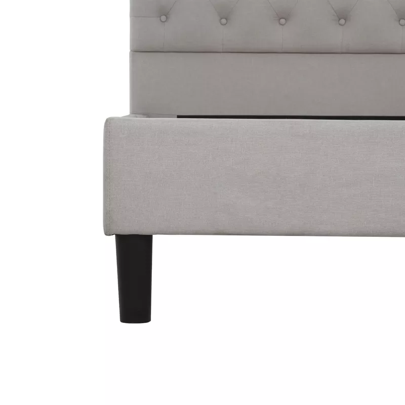 Ellie Queen Grey Upholstered Platform Bed