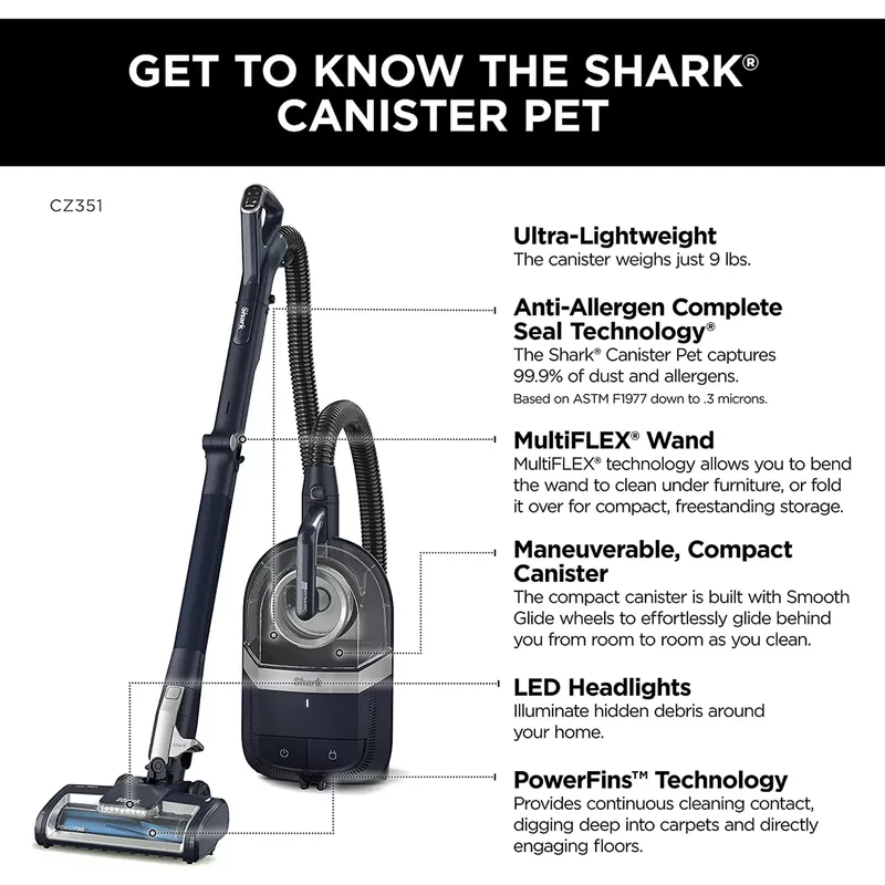 Shark - Pet Bagless Corded Canister Vacuum