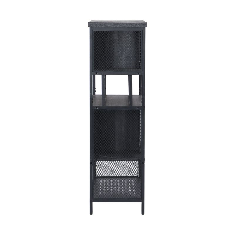 Industrial Bar Cabinet with Wine Rack for Liquor and Glasses - Grey
