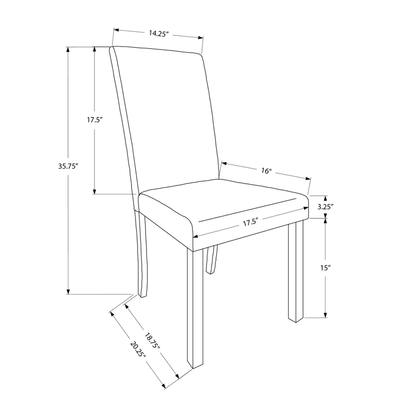 Dining Chair/ Set Of 2/ Side/ Upholstered/ Kitchen/ Dining Room/ Pu Leather Look/ Wood Legs/ Brown/ Transitional