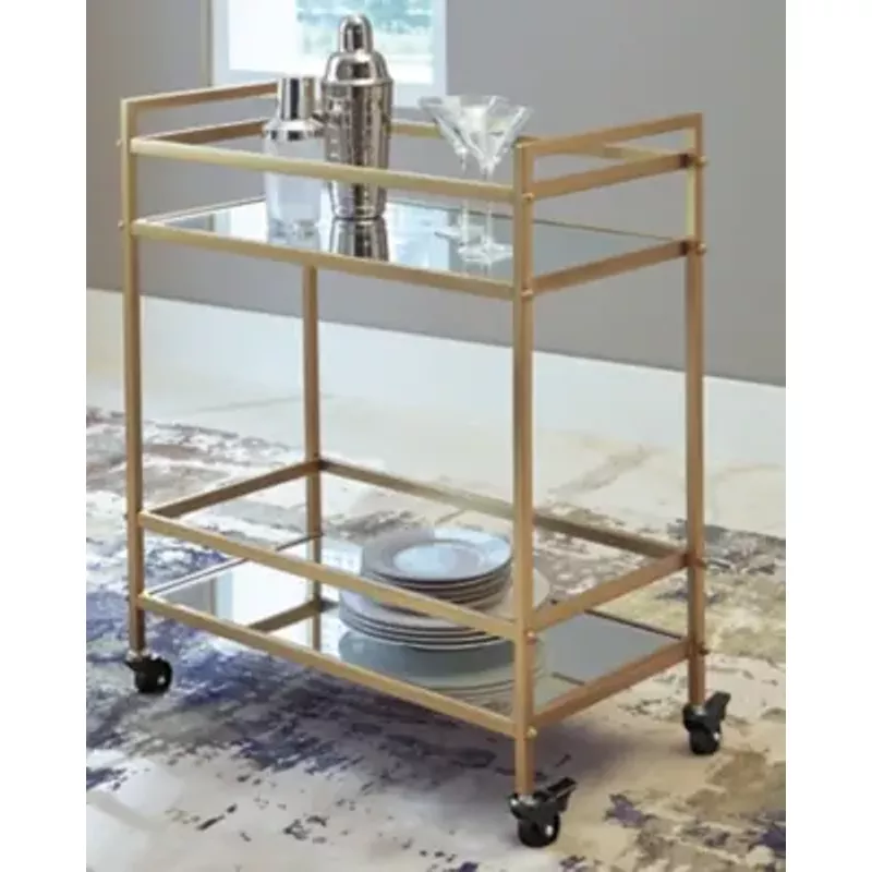 Gold Finish Kailman Bar Cart