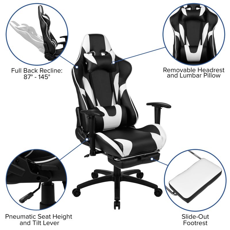 Gaming Desk & Chair Set with Cup Holder, Headphone Hook, and Monitor Stand - Black
