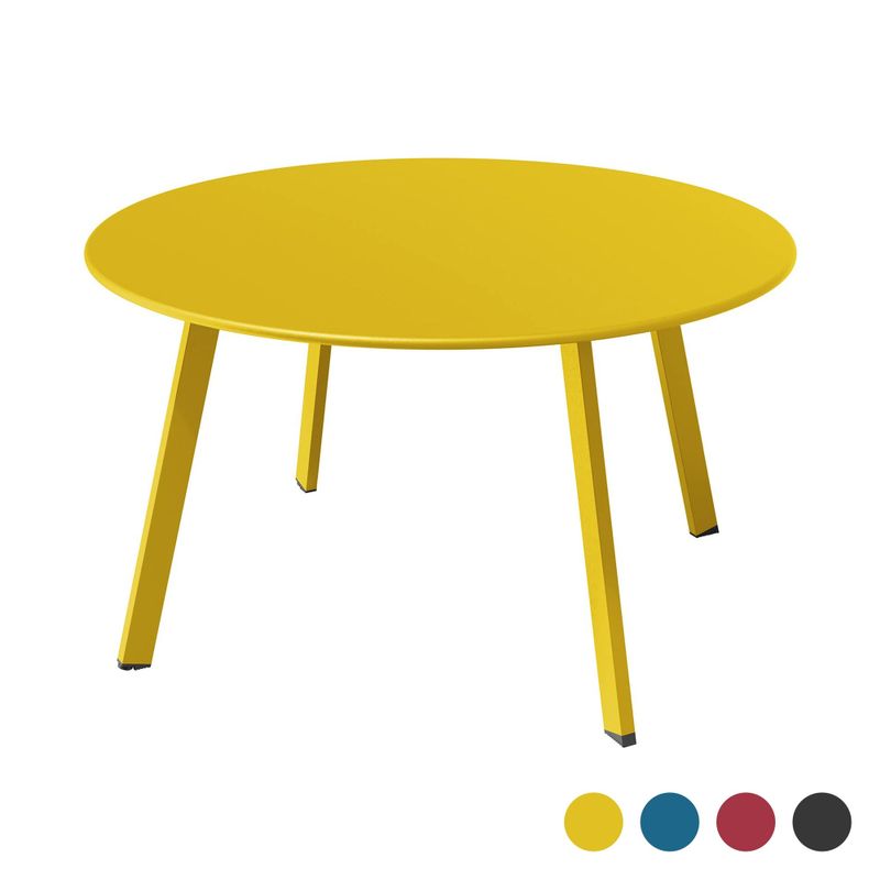 Clihome Weather Resistant Round Steel Patio Large Coffee Table - Yellow