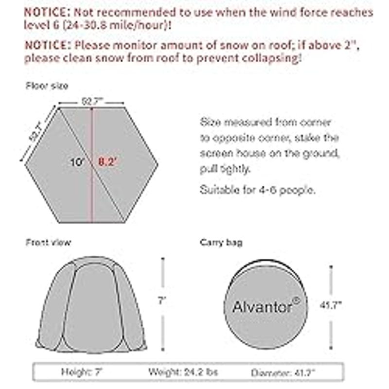 Alvantor Pop Up Bubble Tent - Instant Igloo Tent - Screen House for Patios - Large Oversize Weather Proof Pod - Cold Protection Camping...