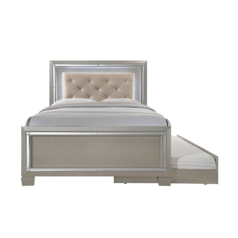 Silver Orchid Odette Glamour Youth Full Platform w/ Trundle 3-piece Bedroom Set - Champagne