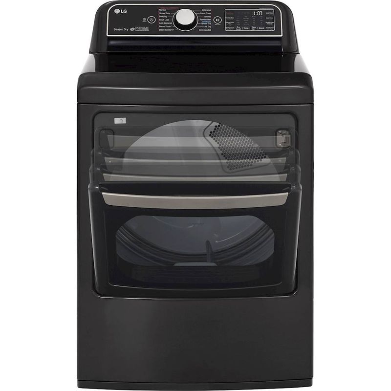 Alt View Zoom 2. LG - 7.3 Cu. Ft. Smart Gas Dryer with Steam and Sensor Dry - Black steel