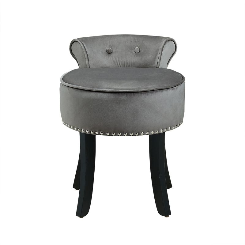 Copper Grove Meghri Velvet-upholstered Vanity Stool with Rolled Back and Nailhead Trim - Black