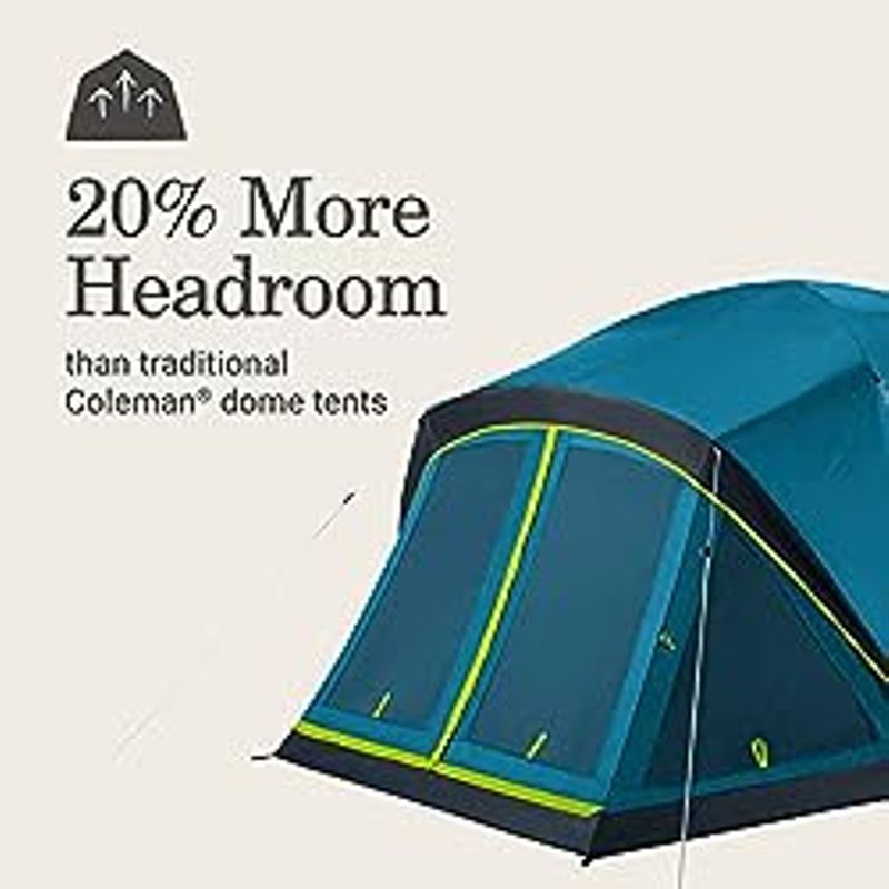 Coleman Skydome Camping Tent with Dark Room Technology and Screened Porch, Weatherproof 4/6 Person Tent Blocks 90% of Sunlight, Sets Up...