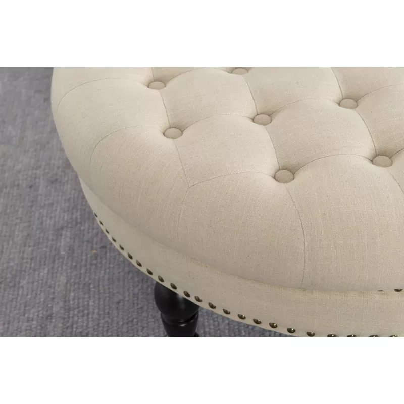 Sybil Round Ottoman Natural