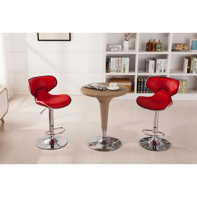 Roundhill Furniture Masaccio Leatherette Airlift Adjustable Swivel Barstool (Set of 2) - Brown