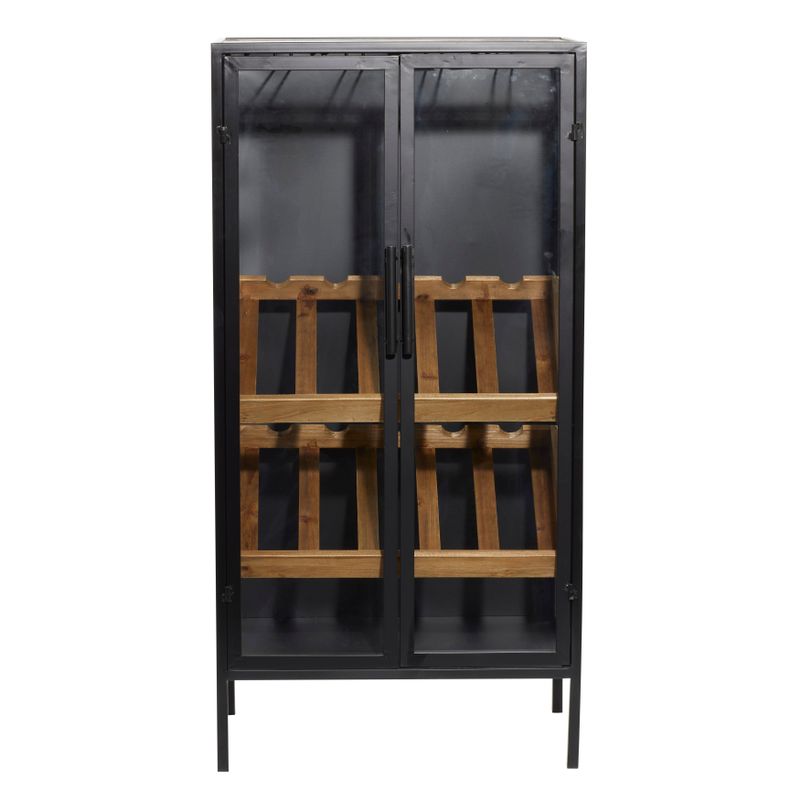 Black Wood Contemporary Standing Wine Rack, 21" x 40" - Black